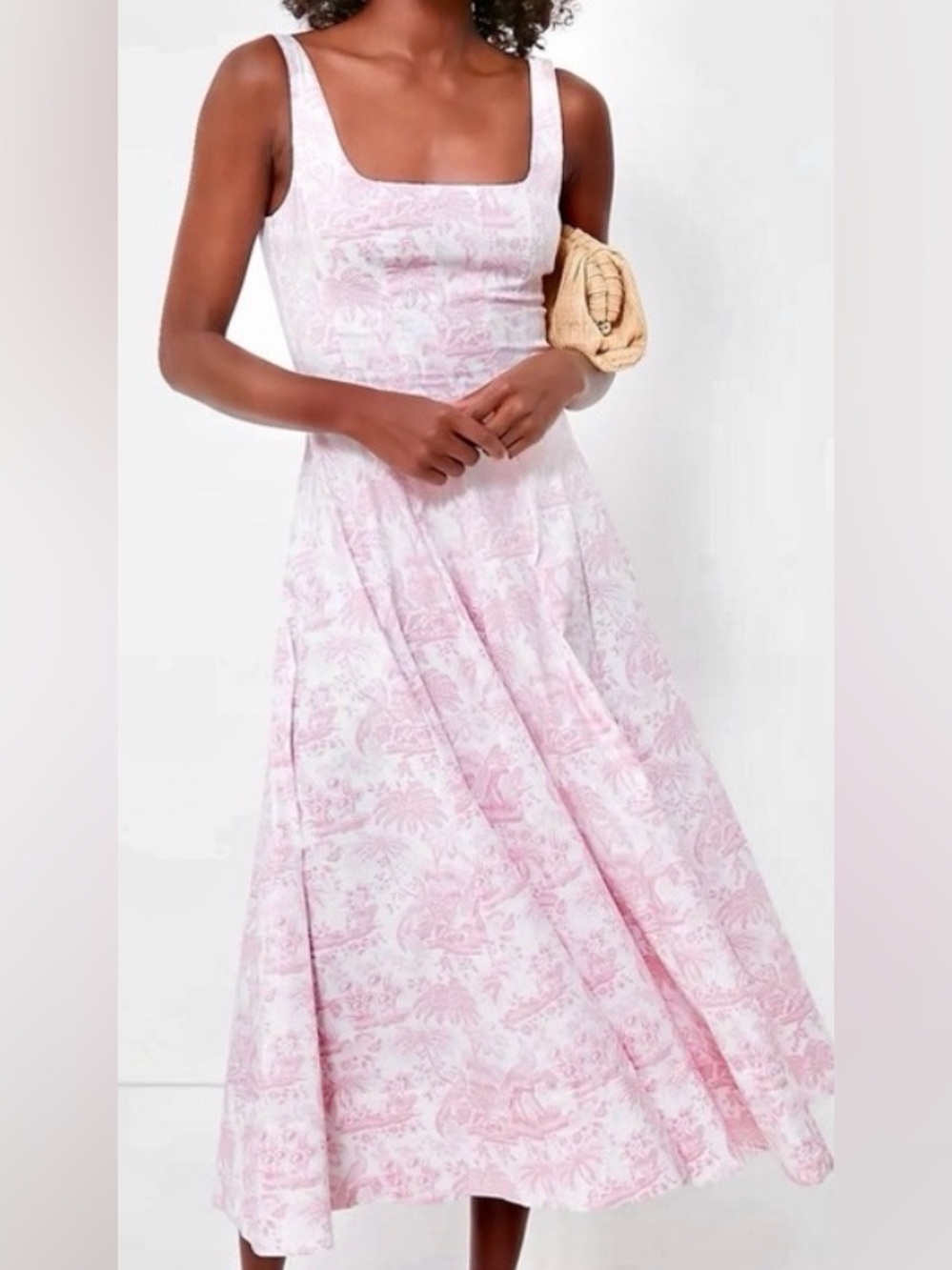 STAUD Cherry Blossom Wells Printed Midi Dress
